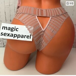 Victoria's Secret Lace Cutout Panty in Tan